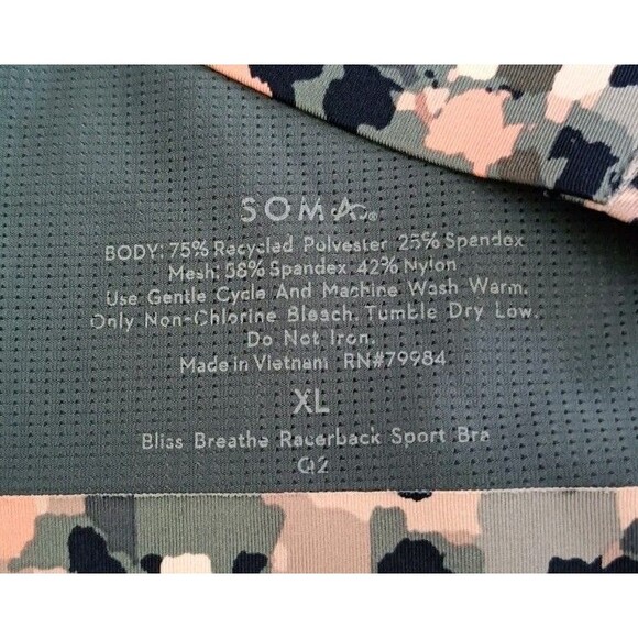 Soma Bliss Breathe Racerback Sport Bra Size XL Blue Natural Abstracts Orion - Picture 4 of 6